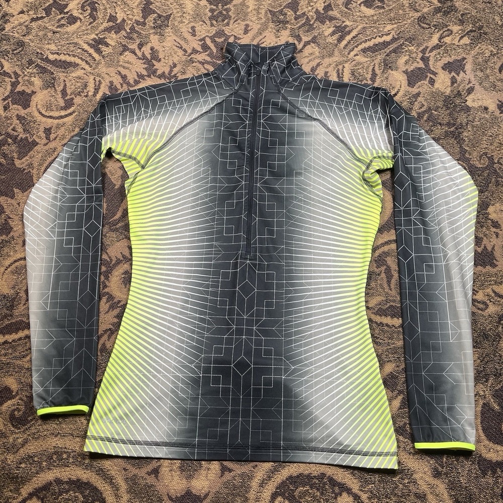 Nike Pro Thermal Running Jacket Women Medium Black Volt Hyperwarm Geometric